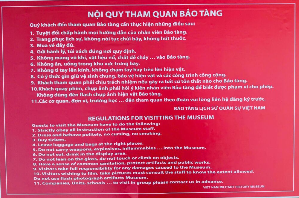 Những nội quy khi tham quan Bảo tàng 